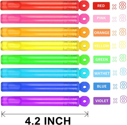 Bubble Wands Party Favors Pack of 64, Mini Neon Bubble Wands | Odor-Free Non-Toxic Kids’ Bath Toy/Birthday Treats Bubble Maker Toys for Kids | Outdoor Summer Events & Celebration Toy Gift