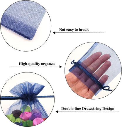 joycraft 50Pcs Organza Bags, 2x3 inch Gift Favor Bags, White Wedding Favor Bags, Jewelry Pouches with Drawstring, Mesh Bags Drawstring for Jewelry, Festival, Makeup, Candy, Desserts