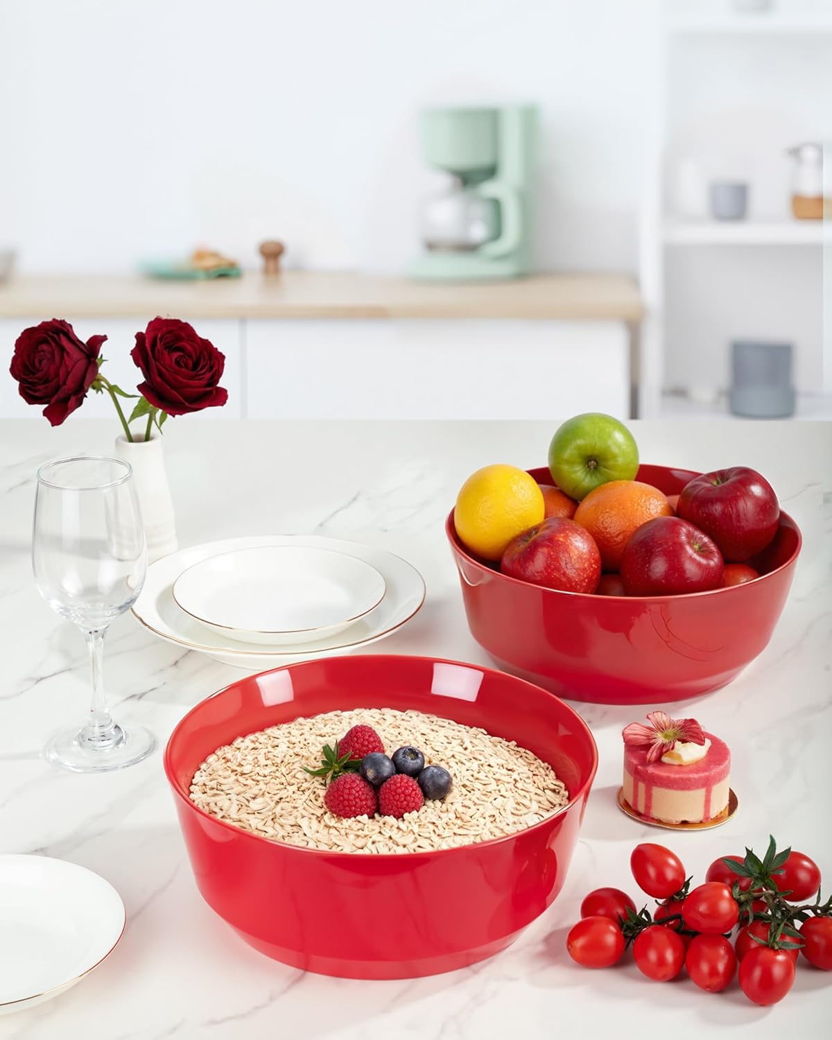Hioasis 8 Pack Plastic Serving Bowls 128oz Gold Glitter Plastic Bowls Heavy Duty Disposable Serving Bowls for Party Snack & Salad & Candy & Bar Buffet