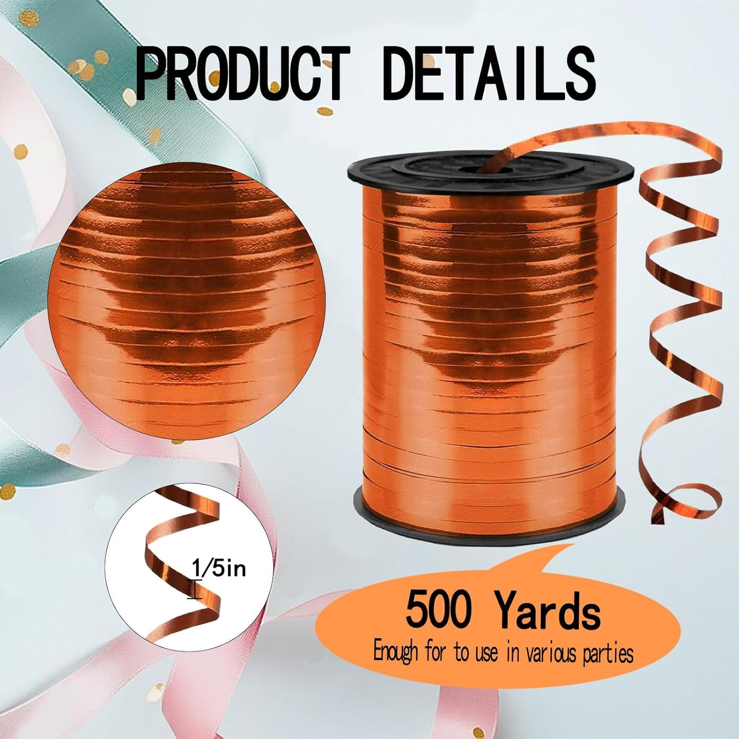 500 Yards Curling Ribbon,1/5 Inch Shiny Black Ribbon,Balloon String, Party Decoration,Ribbons for Florist Flower Bows for Graduation Supplies