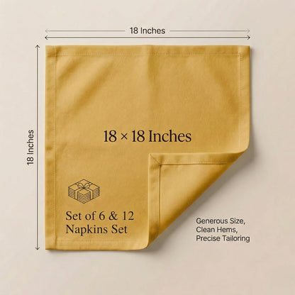ACCENTHOME Natural Cotton Linen Napkin Set of 12 18x18 inch Dinner Napkins - Washable Soft Premium Hotel Quality Reusable Hemmed Edges Napkins Perfect Table Linens for Family Dinners, Weddings