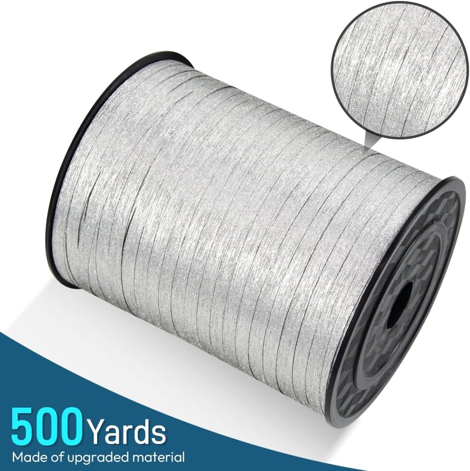 KMER LIFE White Crimped Curling Ribbon, 1/5" Wide x 500 Yards Christmas Curling Ribbons for Gift Wrapping, Party Decoration, Balloon String, Crafting, Balloon Ribbons for Florist Flower (1 Roll)