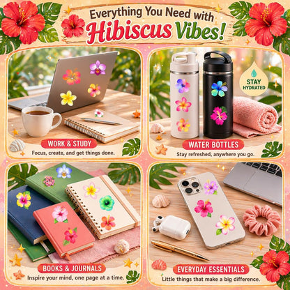 96PCS Tropical Flower Hawaiian Temporary Tattoos Pre-Cut - Hibiscus Plumeria Stickers Beach Summer Hawaiian Birthday Party Decorations, Supplies & Favors - School Gifts Rewards Prizes for Girls Women