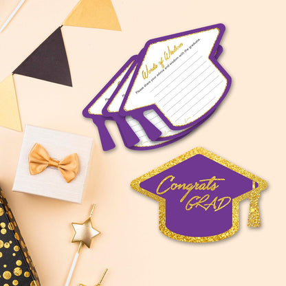 Yuzi-n Graduation Advice Cards for The Graduate (50 Pack), High School or College Graduation Party Games Decorations Supplies, Well Wishes Card for Graduates, Advice For The Graduate Cards (Black)