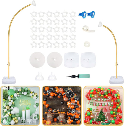 Bazen Upgraded 8.2ft & 5ft Balloon Arch Kit Glod Free Bending Shape Deformation Balloon Column Stand Half Arch Balloon Stand with Base Balloon Arch Frame for Wedding Baby Shower Birthday Decoration