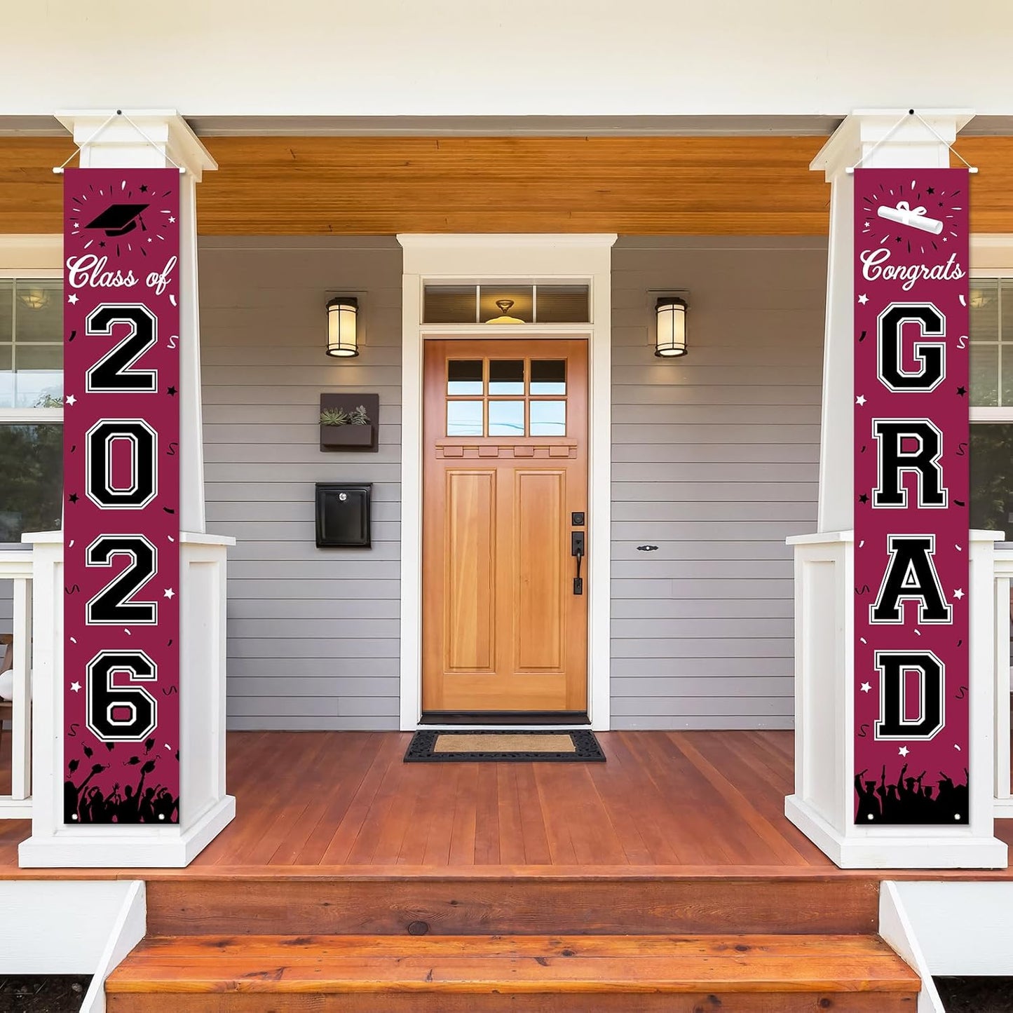 2026 Graduation Decorations, Graduation Banner Class of 2026, Hanging Congratulations/Congrats Grad Banner for Door and Porch, Party Decor - Black