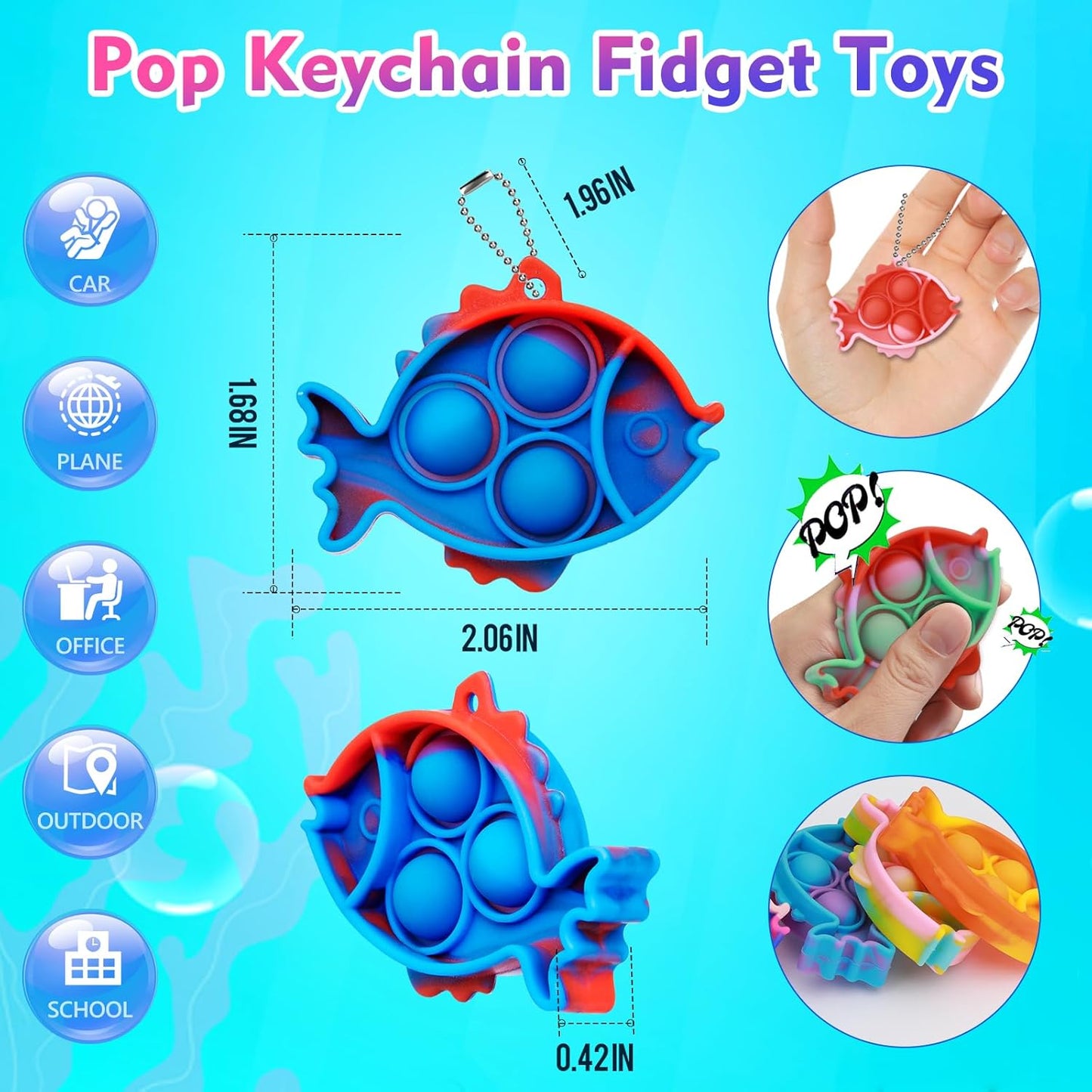 Pop Fidget Toys Bulk Its Party Favors for Kids 4-8 8-12 30 Pack Mini Pop Keychain It Small Fidgets for Classroom Prizes School End of Year Student Gifts from Teacher Birthday Goodie Bag Stuffers