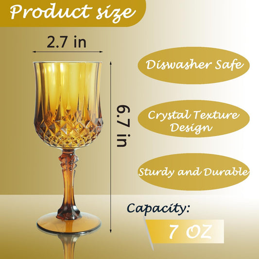 Plastic Wine Glasses, Plastic Goblets Vintage Style Cordial Unbreakable Drinking Glasses, Reusable Drinkware for Wedding Reception, Grand Event Party Supplies,Mother's Day(48, Transparent)