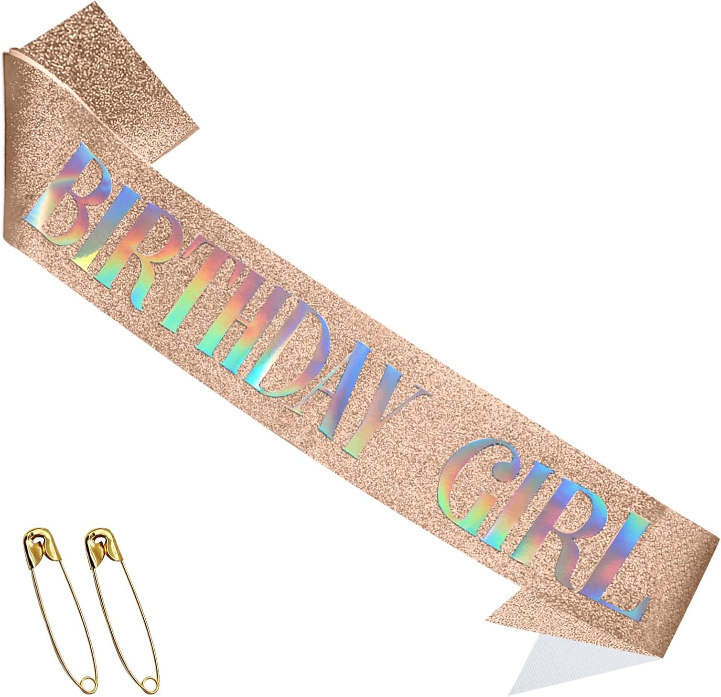 RUDONG M Birthday Girl Sash Glitter - Silver Birthday Sash for Women & Girls | Sweet 16/18th/21st/30th/40th/50th/60th/70th, All-Age Celebration Party Decor
