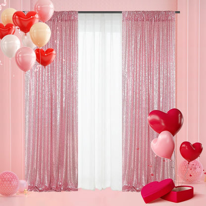Poise3EHome Black Sequin Backdrop Curtains, 2 Panels 2FTx8FT Glitter Photo Booth Backdrop for Halloween Birthday Bachelorette Wednesday Twilight Party Decorations