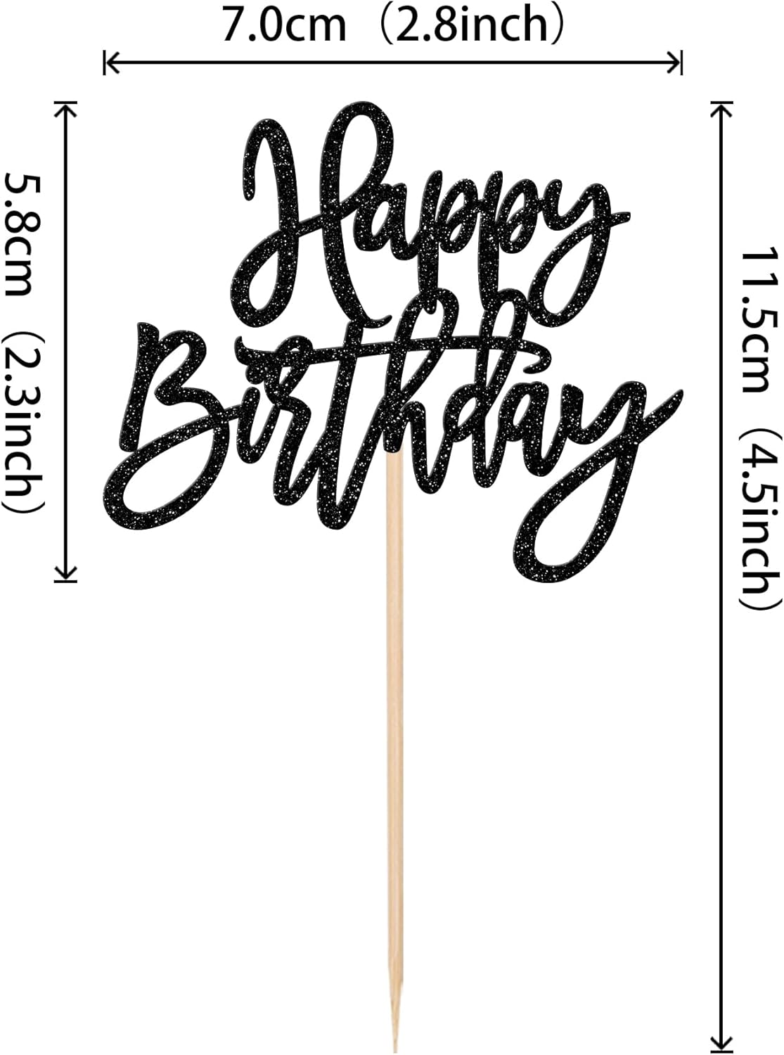 24 PCS Happy Birthday Cupcake Toppers Glitter Picks for Celebrating Anniversary Theme Party Cake Decorations Supplies Gold
