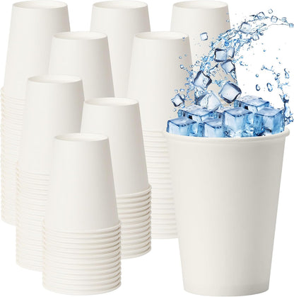Coffee Cups 16 oz 200 Pack, Disposable Paper Cups for Hot Beverage Drinking, White Hot Cups Suitable for Party, Picnic, Travel, and Events