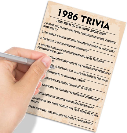 QUPT 40th Birthday Party Games, Movies in 1986 Games, Birthday Party Supplies for Adults, Fun 1986s Party Game，Pack of 30 Cards