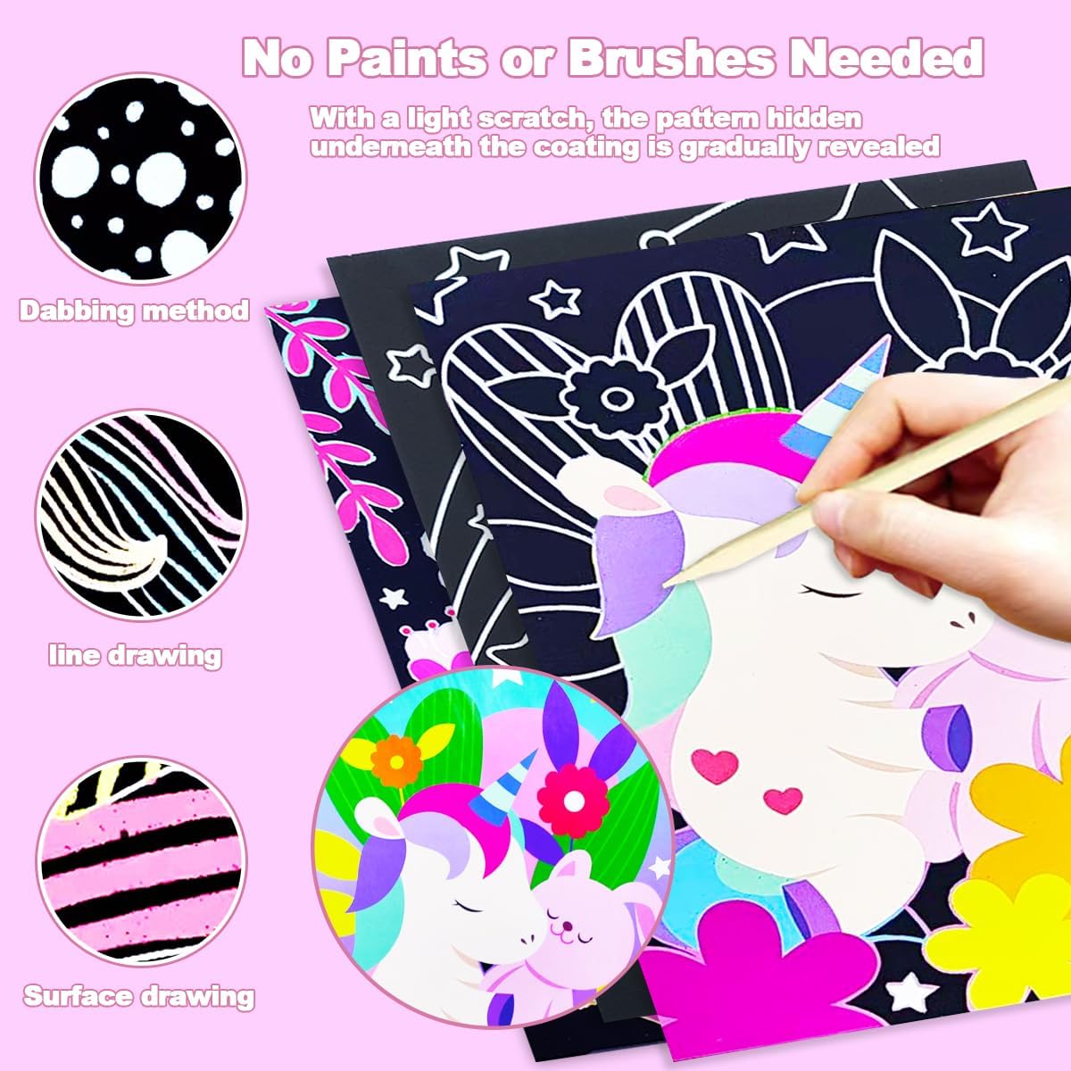 BAOXUE Scratch Art for Kids, Mermaids Black Rainbow Scratch Paper Set-Arts And Crafts & Supplies, DIY Activity & Party Games, Mermaid Toys Gifts for Toddlers, Girls