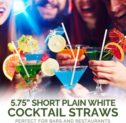 5.75 inch Orange Paper Cocktail Straws, Short Disposable Drinking Straws 500 Counts, Unwrapped - Compostable