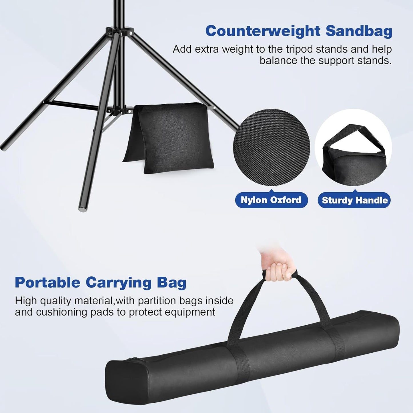12 x 10ft Photo Video Studio Heavy Duty Backdrop Stand, Adjustable Photography Background Support Systemt Kit with Shock-Proof Spring, Carrying Bag, 6 Clamps
