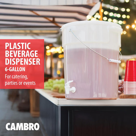 Cambro DSPR6148 SIX-GALLON (22,7 L) BEVERAGE DISPENSER, White, 22 Quart Case of 1