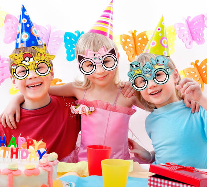 12Pcs Pokemon Themed Party Set: Decorative Glasses (Cosplay Style) - Ideal for Cartoon Themed Birthday Parties & Party Gifts