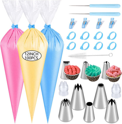 Piping Bags Disposable Pastry Bags 12 Inch 100PCS Thicken and Non-Slip Icing Bags Tipless Frosting Piping Bag for Cake, Cream Frosting and Cookie Decoration Supplies
