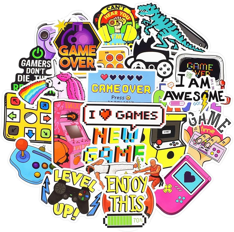 QTL Neon Stickers for Teens & Students Prizes, Waterproof Vinyl Party Favor Stickers, School Rewards, Water Bottle and Laptop, 50PCS - Colors B