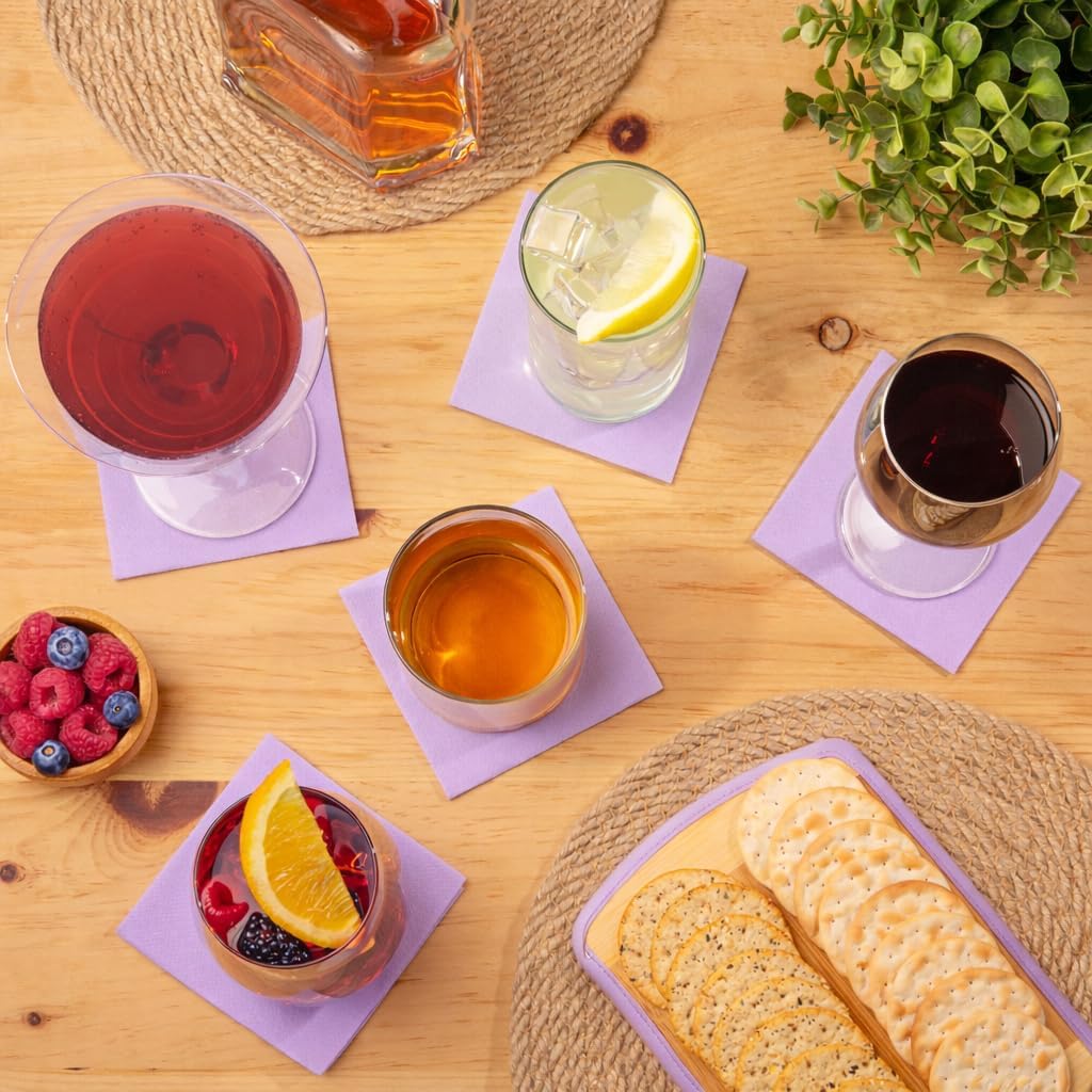 AH AMERICAN HOMESTEAD Cocktail Napkins-Disposable Beverage/Bar Napkins-White Linen-Like Square Napkins-Eco-Friendly & Compostable-Everyday Use, Party or Wedding 4.75inch x 4.75inch (100 Count, White)