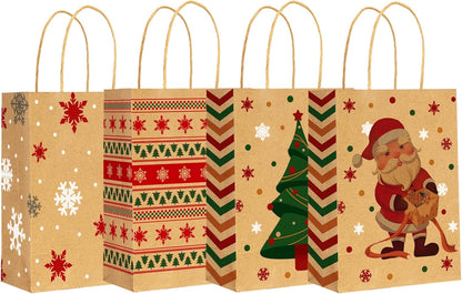 RACETOP 32 Pack Small Paper Gift Bags with Handles, 5.8"×3.2"×8.25" Kraft Paper Party Favor Bags Bulk for Kids Birthday, Baby Shower, Crafts, Wedding, Party Supplies (8 Colors)