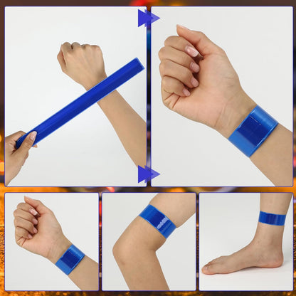 20 Pcs Reflector Snap Bands Fluorescent Slap Armbands High Visibility Slap Reflector Strips Safety Bands for Children Adults Boys and Girls When Cycling Running Hiking Jogging