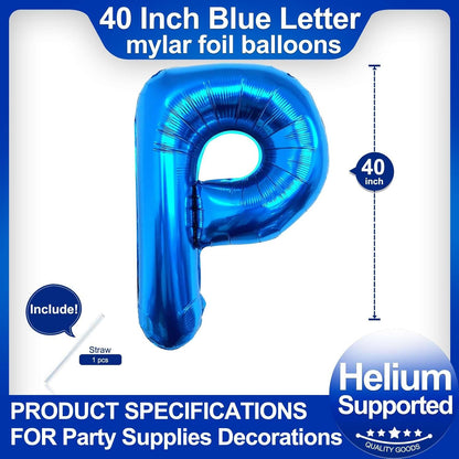 40 Inch Blue Letter A Balloons, DIY Phrase Foil Alphabet Letter A Balloons DIY Word A Banner for Birthday Anniversary Celebration Graduation Party Supplies Decoration