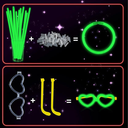 60 Pack 8” Purple Glow Sticks Bulk Bright Glow Sticks with 60 Connectors 20 Heart Glasses Glow In The Dark Party Supplies Neon Party Decorations Glow Bracelet Glasses for Carnival (Purple)