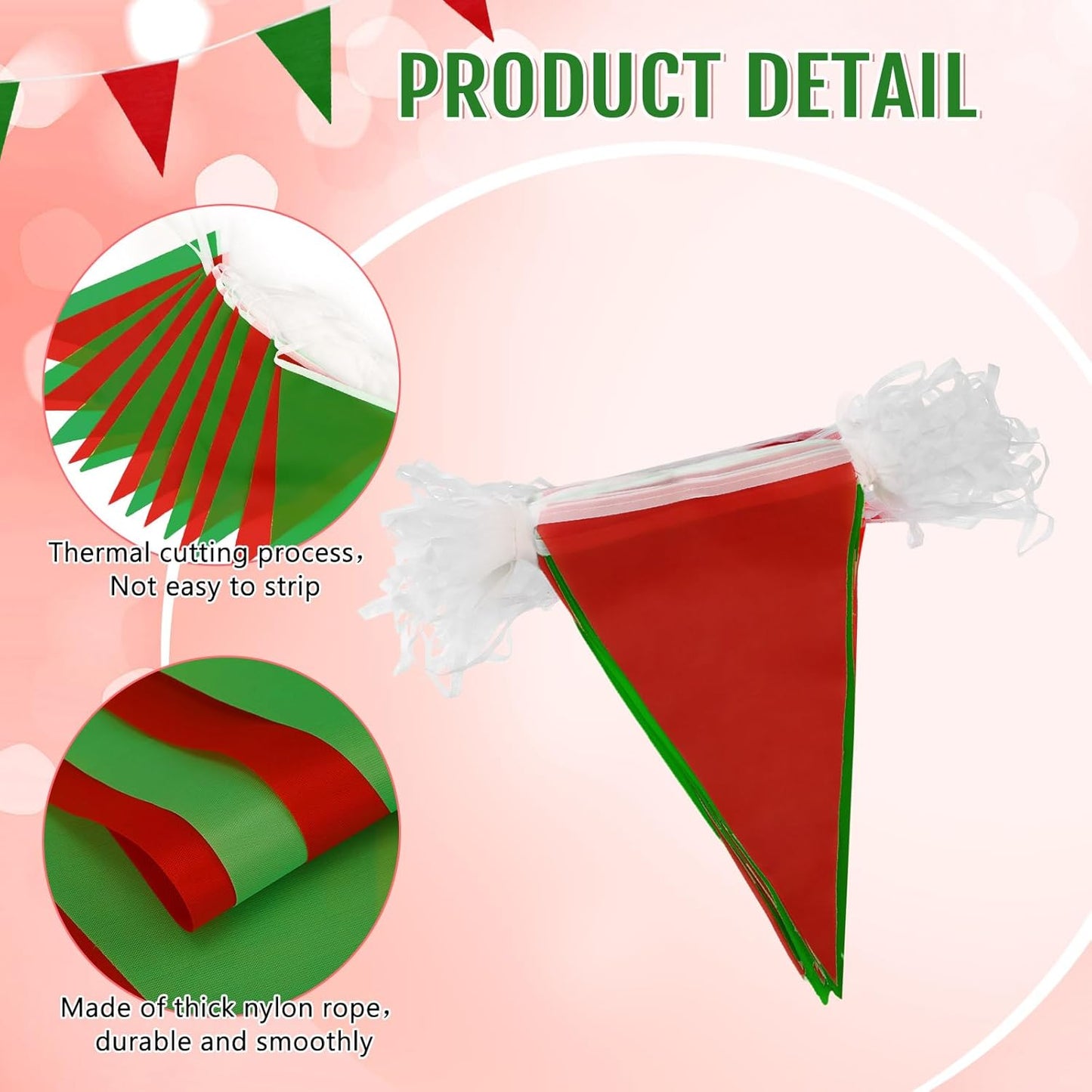 Tatuo 200 Feet Solid Pennant Banners Flags String Triangle Hanging DIY Bunting Flags Party Decorations for Grand Opening Party Banners for Kids Birthday, Shops (White)