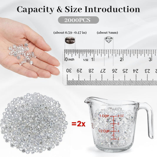 FUTUREPLUSX 10000PCS Fake Diamonds, 4.5mm Mini Clear Diamonds Decoration Acrylic Crystal Vase Fillers Table Scatter Confetti Gems for Wedding Bridal Shower Birthdays Graduation Party Home Decor