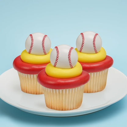 DecoPac Baseball Rings, Cupcake Decorations, Baseball Cupcake Toppers, Food Safe – 24 Pack