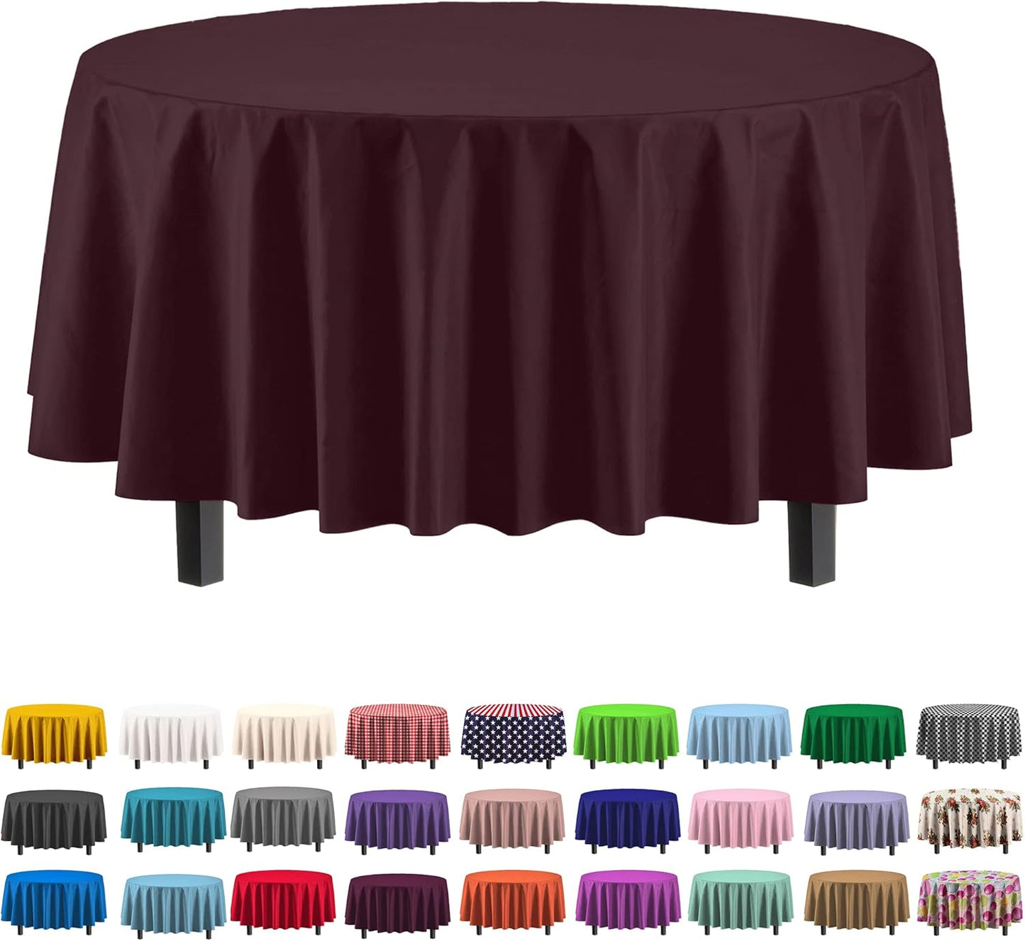 Exquisite Party Solids 6-Pack Premium Plastic Tablecloth 54in. x 108in. Rectangle Plastic Table Cover - Navy