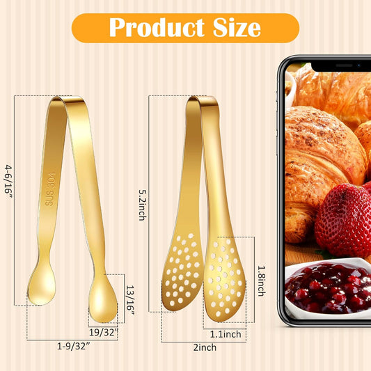 Vesici 12 Pieces Mini Serving Tongs 5 Inch Small Tongs Serving Utensils, Ice Pincers Mini Sugar Pincers, Small Pliers for Appetizers, Tea Party, Coffee Bar, Desserts(Rose Gold)