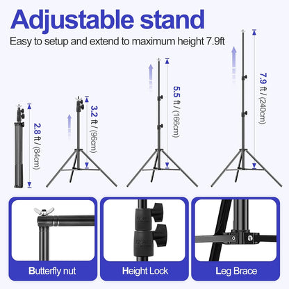 EMART 10x10FT Backdrop Stand, Photo Studio Back Drop Adjustable Stand with 6 Backdrop Clamps,2 Sandbags and Carry Bag,Heavy Duty Background Support System Kit for Photography,Parties,Wedding,Video