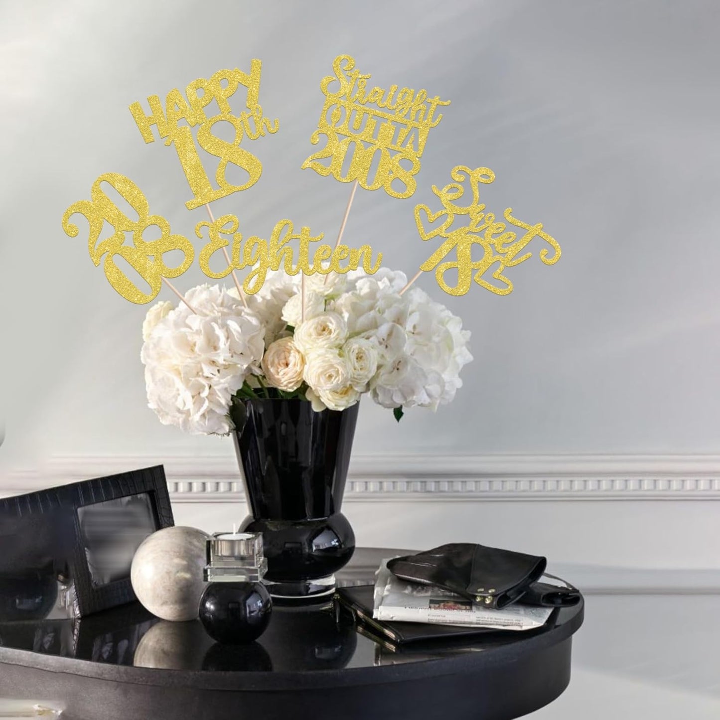 15 PCS 50th Birthday Centerpiece Sticks Fifty Happy 50th Straight Outta 1976 Table Flower Centerpieces Sticks Cheers to 50 Floral Decorations for 50th Birthday Party Centerpieces Supplies Black