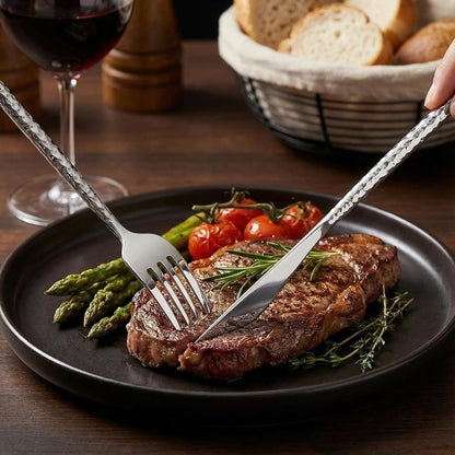 Supernal 360pcs Silver Plastic Cutlery,Elegant Plastic Silverware,Silver Hammed Silverware,Disposable Flatware,Include 120 Forks,120 Knvies,120 Spoons,Perfect for Birthday,Party,Wedding
