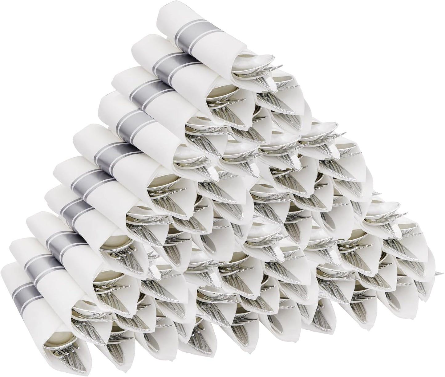 Supernal 180Pcs Silver Plastic Silverware Set, Elegant Hammered Design Heavy Duty Disposable Cutlery, Includes 60 Forks, 60 Knives, 60 Spoons,Silver Plastic Utensils for Wedding, Parties,Events