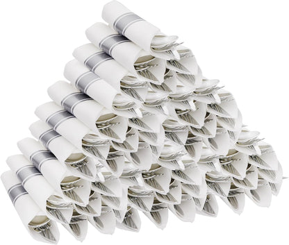 Supernal 180Pcs Silver Plastic Silverware Set, Elegant Hammered Design Heavy Duty Disposable Cutlery, Includes 60 Forks, 60 Knives, 60 Spoons,Silver Plastic Utensils for Wedding, Parties,Events