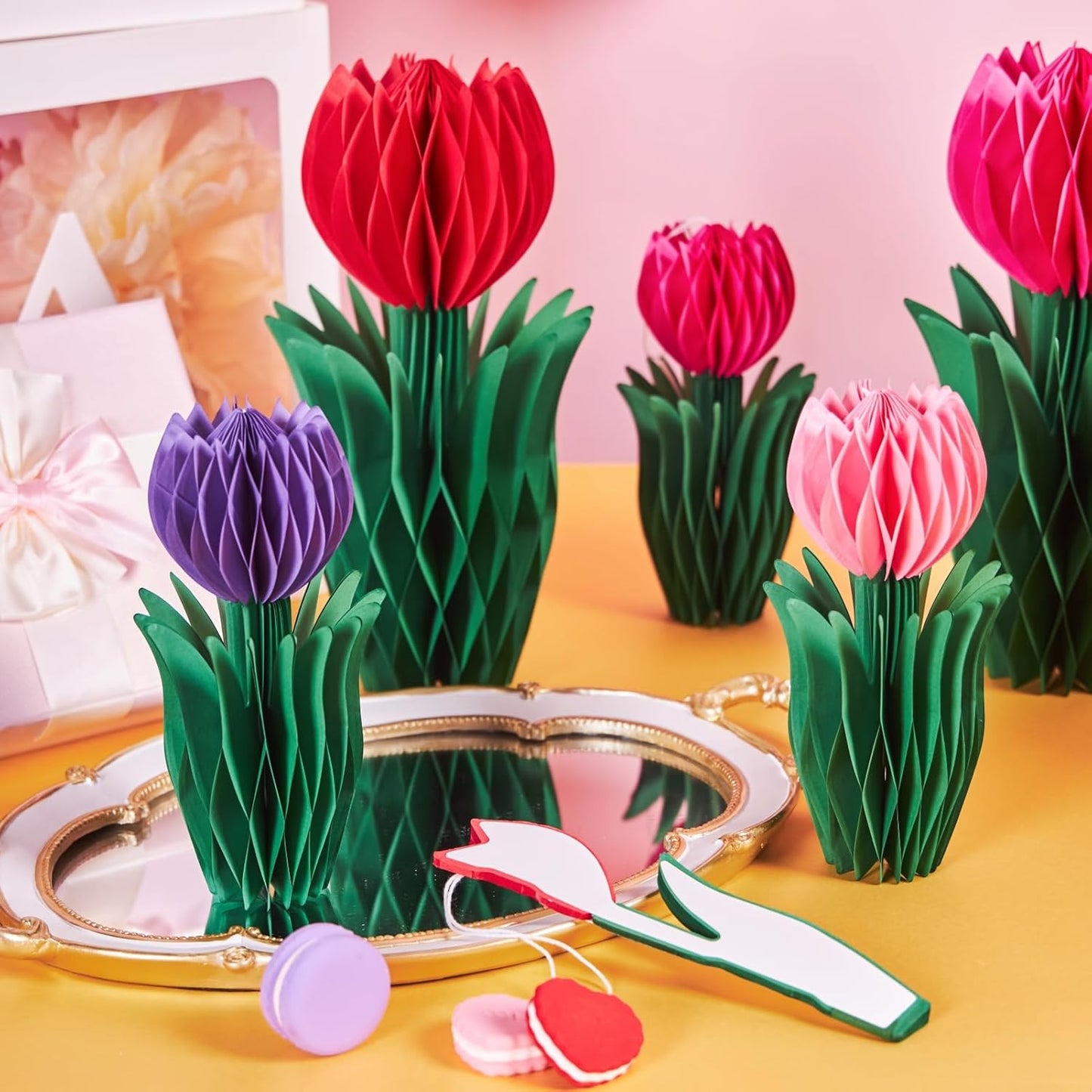 SUNBEAUTY 9PCS Spring Wildflower Party Decorations Wild Flowers Honeycomb Centerpieces for Tables Wildflower Birthday Spring Flower Theme Party Decorations for Garden Baby Shower, Easter, Mothers Day