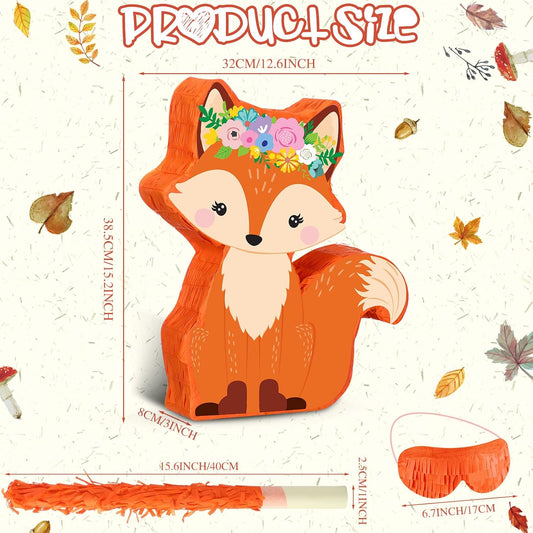 Fox Pinata Woodland Theme Birthday Decorations Pinata Include Stick Blindfold Confetti Woodland Fox Themed Birthday Party Supplies for Party Decor