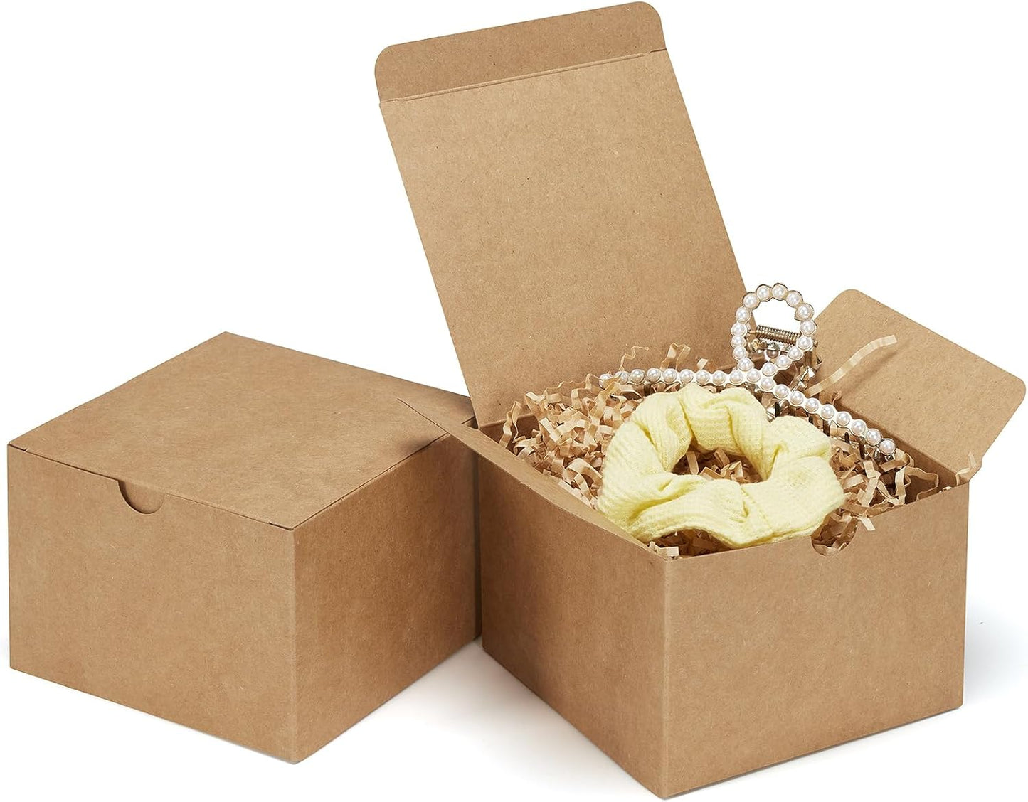 Eupako Gift Boxes 4x4x4 50 Pack White Kraft Paper Box with Lids Party Favor Boxes for Bridesmaids Proposal, Crafting, Cupcake, Wedding, Christmas