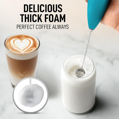 Zulay Kitchen Powerful Milk Frother AA Batteries Included – Ultra Fast Handheld Drink Mixer with Stainless Steel Whisk Stirrer for Coffee, Protein, Matcha & More, Frother Wand Electric Frothmate Black - Colors E