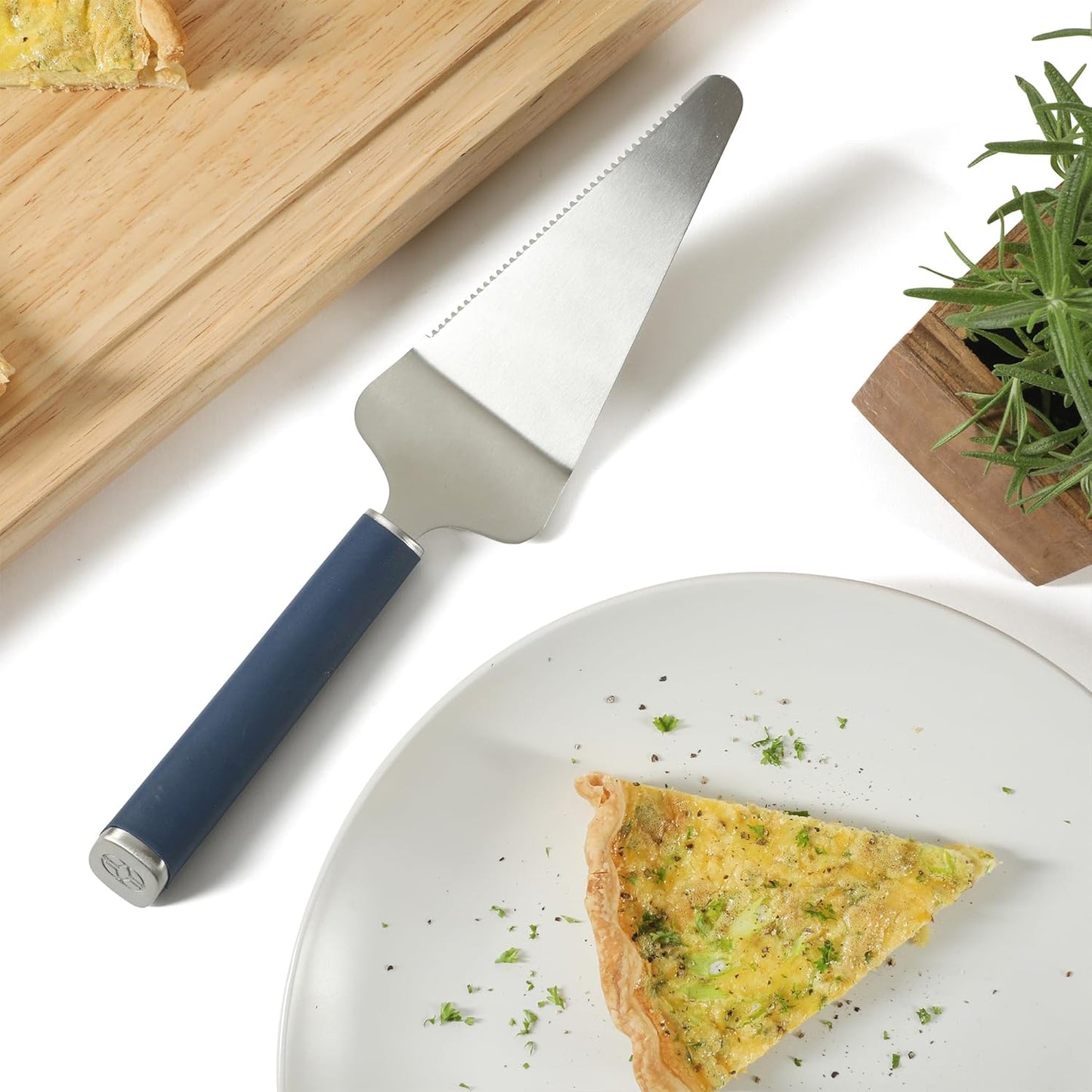 Calphalon Edge Stainless Steel Pie Server w/Thermoplastic Rubber Handle - Taupe