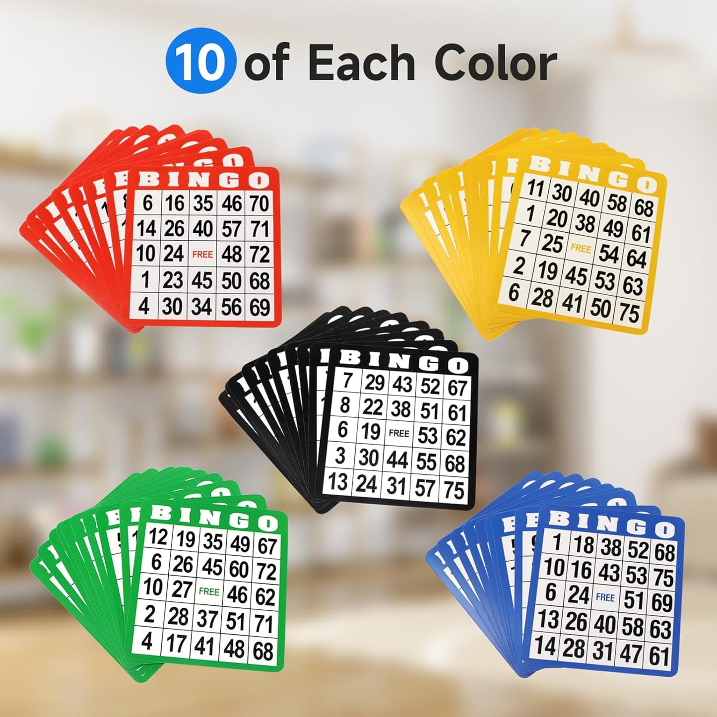 GSE Games & Sports Expert 100-Pack Multi-Color Bingo Game Cards with Easy Read Numbers, Reusable Paper Bingo Sheets for Large Groups, Family/Friend Parties