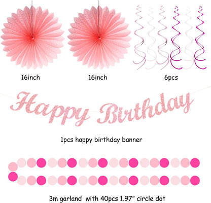 Champagne-Gold Beige Fall Boho Birthday Party-Decorations - 21pcs Autumn Neutral Retro Happy Banner,Girl One Sweet Peach Paper Streamers Lanterns,Tissue Pom Poms Fan,Rustic Backdrop Decor Huglony