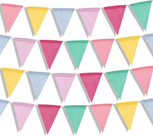48 Pcs Pennant Banner Flags Garland Colorful Burlap Triangle Banner Flag Wall Door Hanging Birthday Banners for Graduation Classroom School Party Backdrop Decorations Multicolor