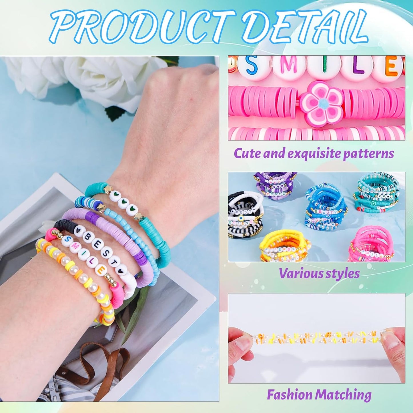 LUYI 32 Pcs Preppy Jewelry Bracelets for Women Clay Bead Colorful Surfer Heishi Bracelet Set Stackable Beaded Friendship Stretch Bracelets Boho Y2K Summer Beach Elastic Layering Bracelets