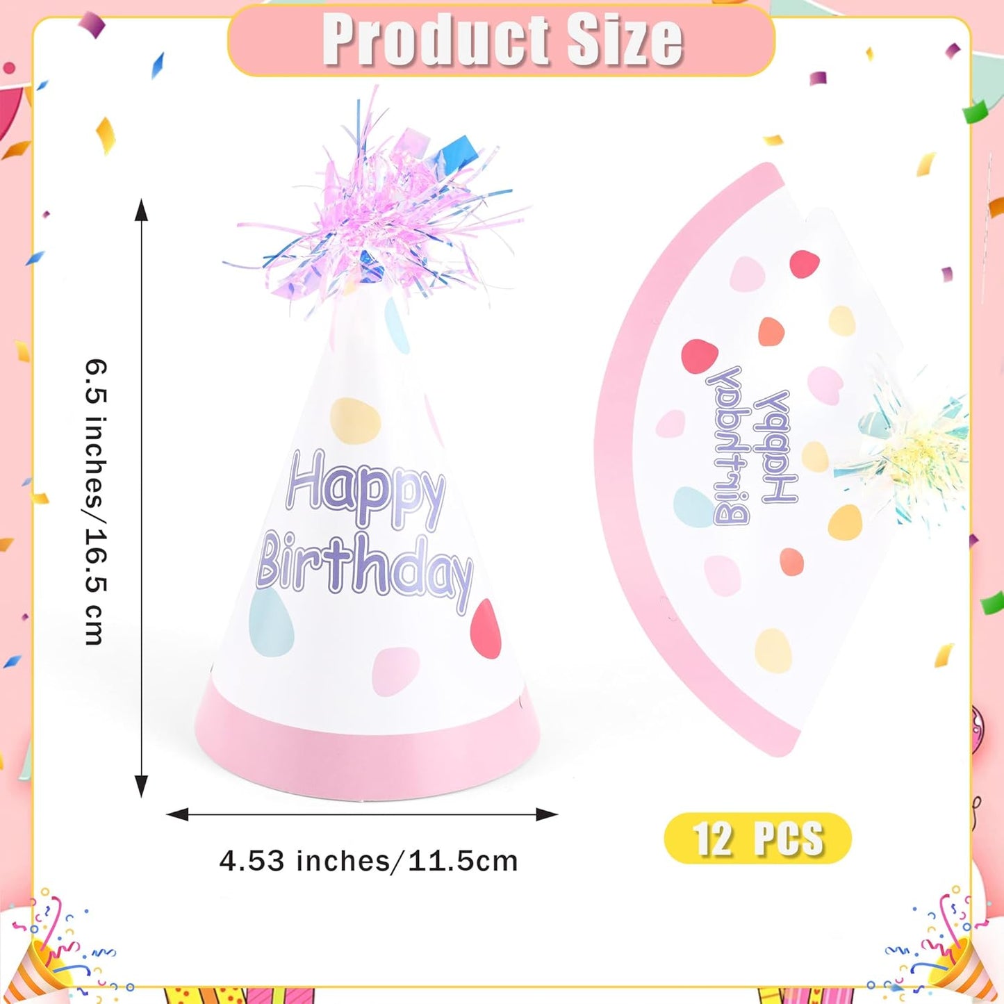 CANREVEL 12 PCS Party Hats for Adults, Party Headwear, Happy Birthday Hats, Birthday Party Decorations for Women Men