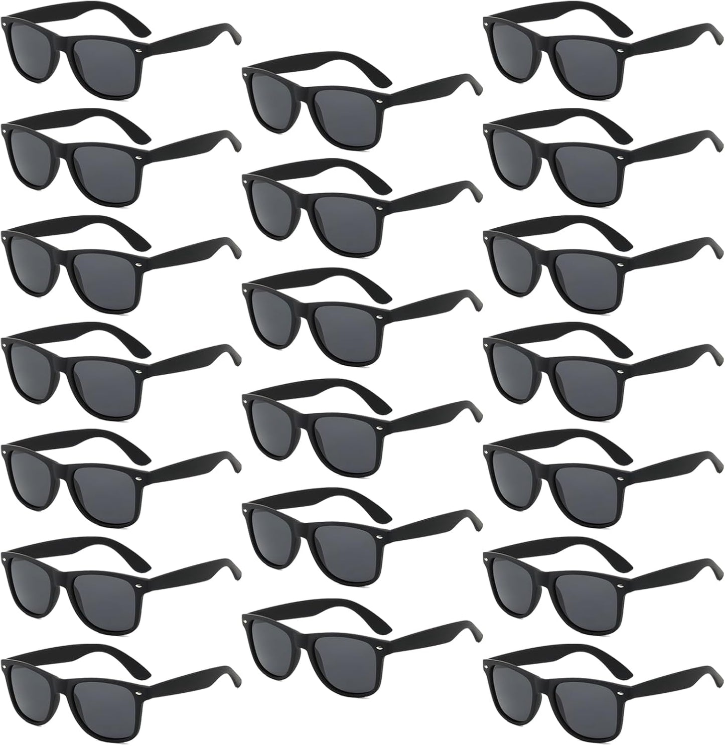 20 Pairs Bulk Sunglasses for Adult Retro 70s 90s Cheap Glasses (Black)